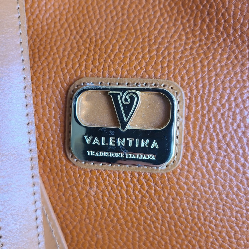 Valentina Italian Orange Pebbled Leather Shoulder Bag Classic Quiet Luxury Boho - Picture 5 of 15